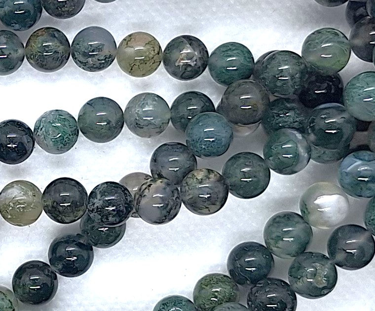 8mm Moss Agate Round Gemstone Beads 16-Inch Strand