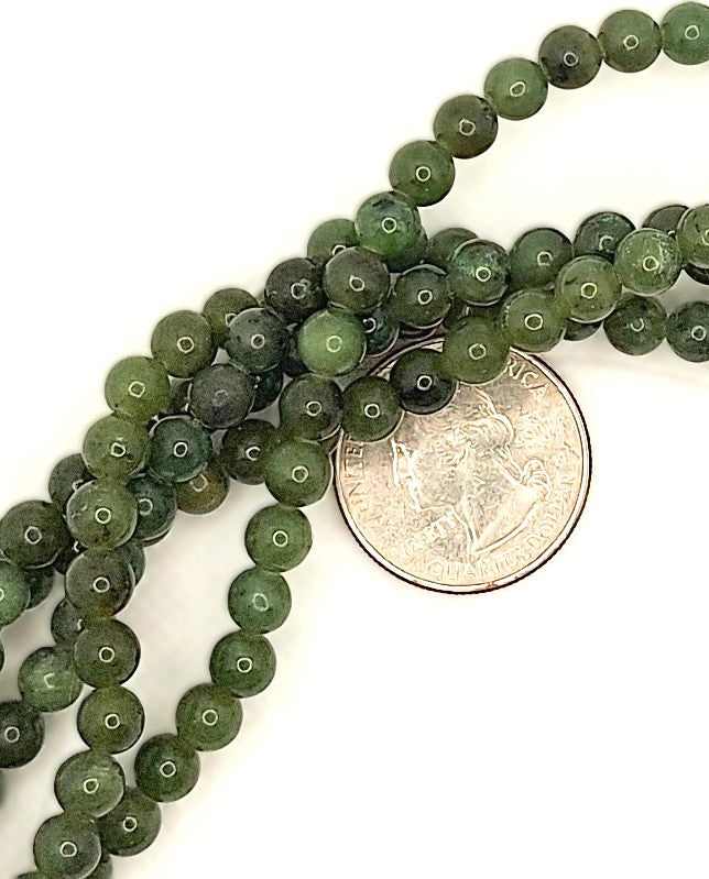 6mm Natural Jade Round Gemstone Beads 8-inch Strand