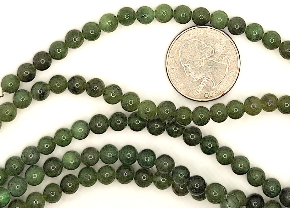 6mm Natural Jade Round Gemstone Beads 8-inch Strand
