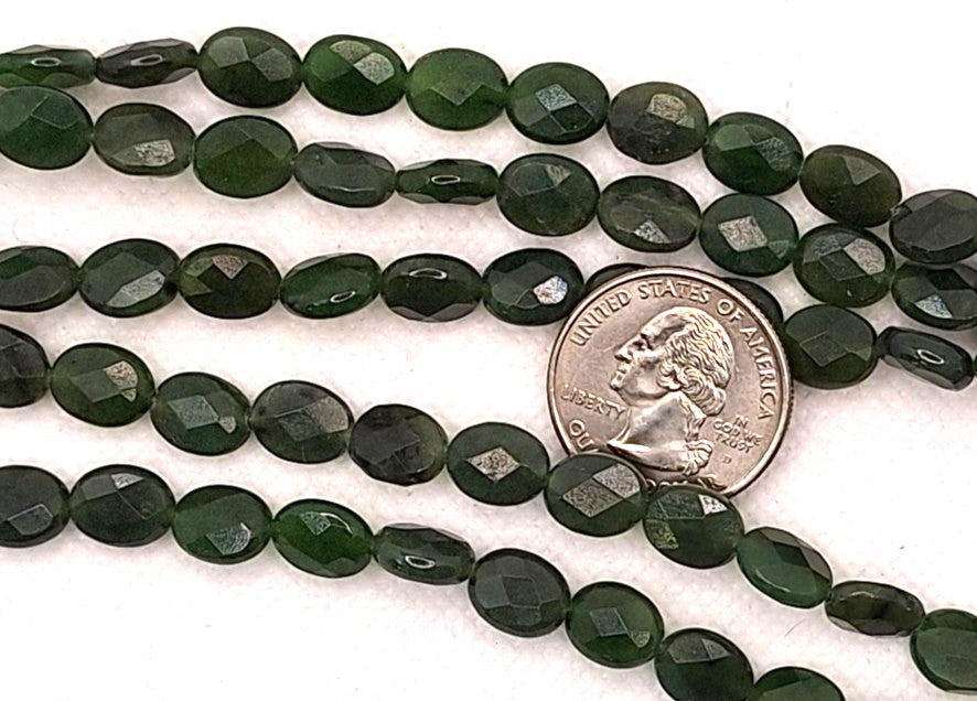 10x8mm Natural Jade Faceted Oval Gemstone Beads 8-Inch Strand