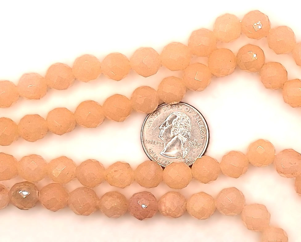 10mm Pink Aventurine Faceted Round Gemstone Beads 8-Inch Strand
