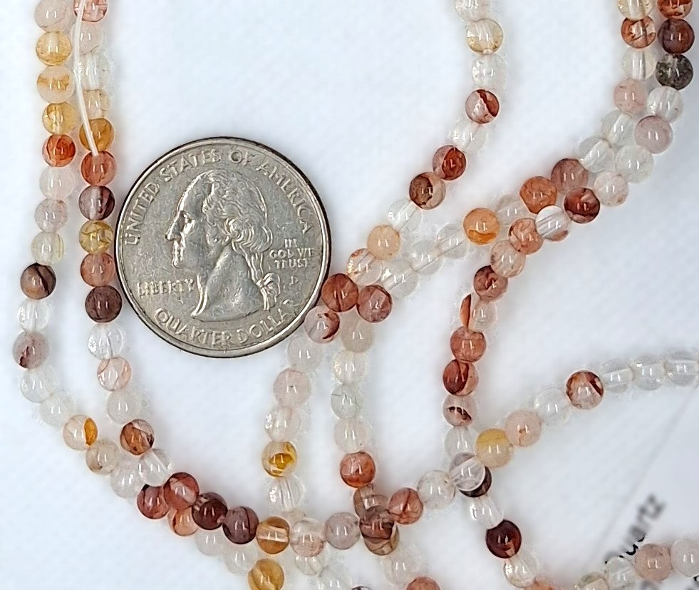 4mm Red Quartz Round Gemstone Beads 8-Inch Strand