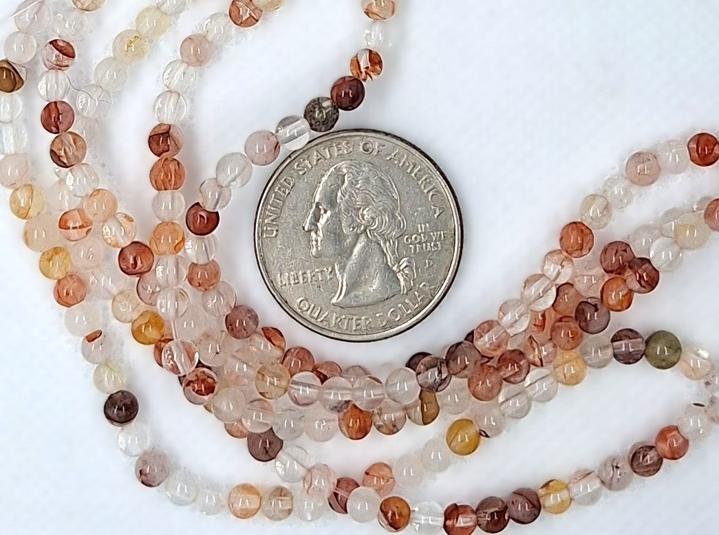 4mm Red Quartz Round Gemstone Beads 8-Inch Strand