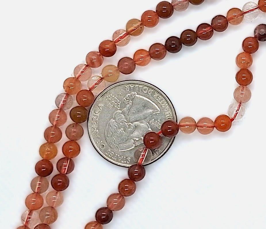 5mm Red Quartz Round Gemstone Beads 8-Inch Strand
