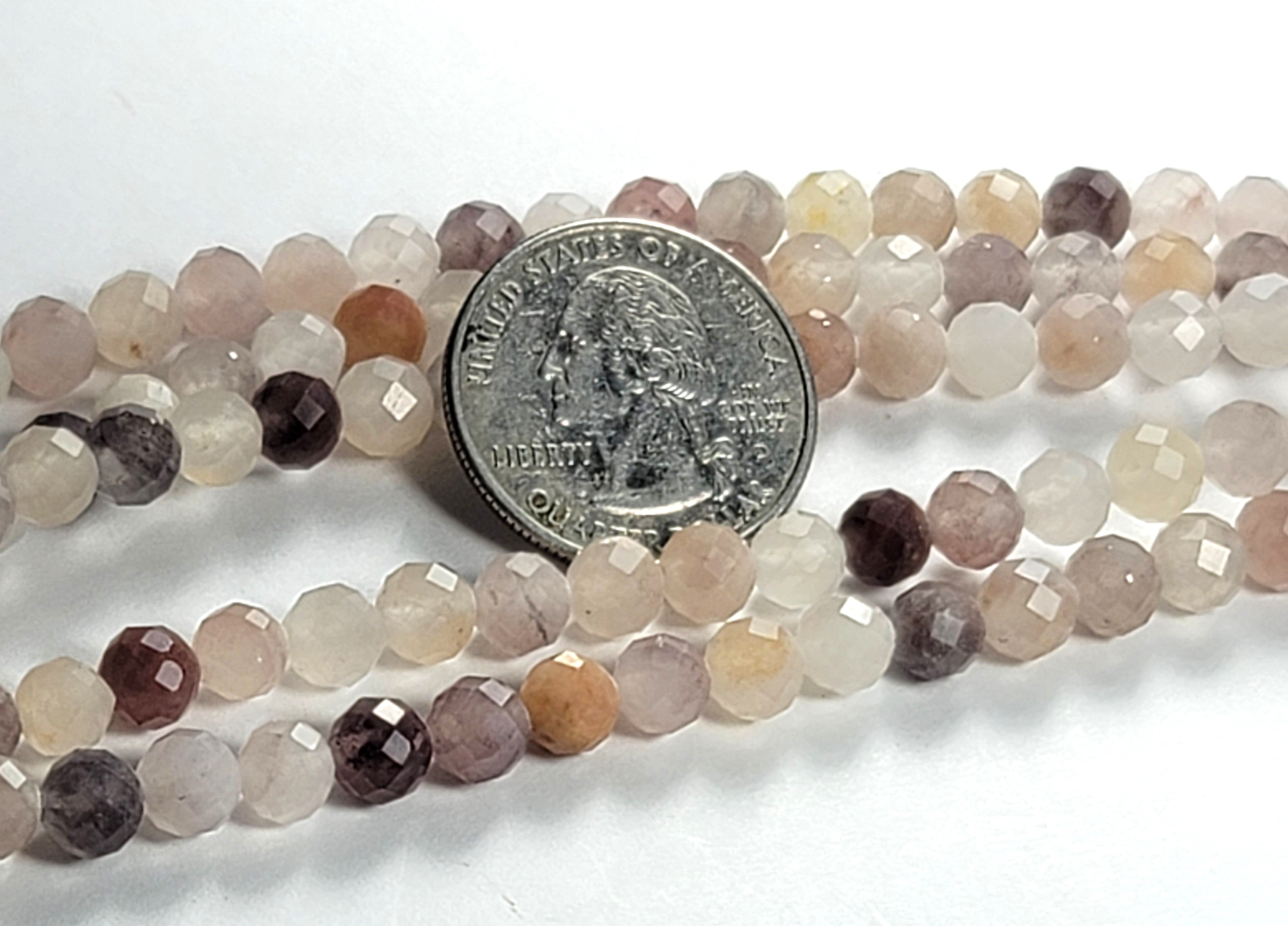 6mm Strawberry Quartz Lite Faceted Round Gemstone Beads 8-Inch Strand