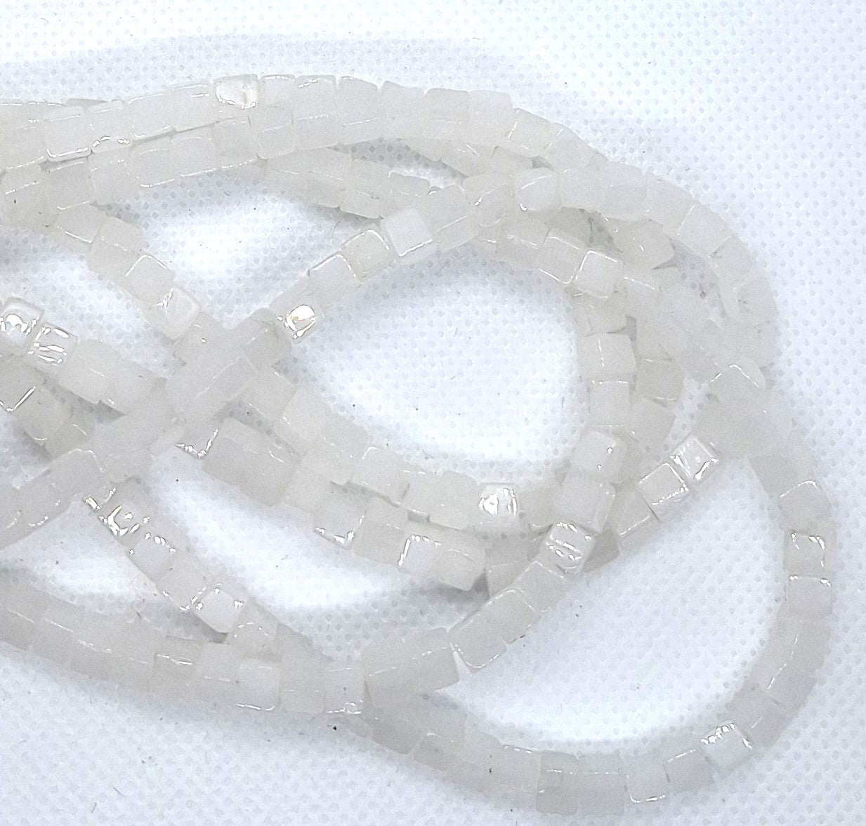 4mm Natural White Quartz Cube Gemstone Beads 16-Inch Strand