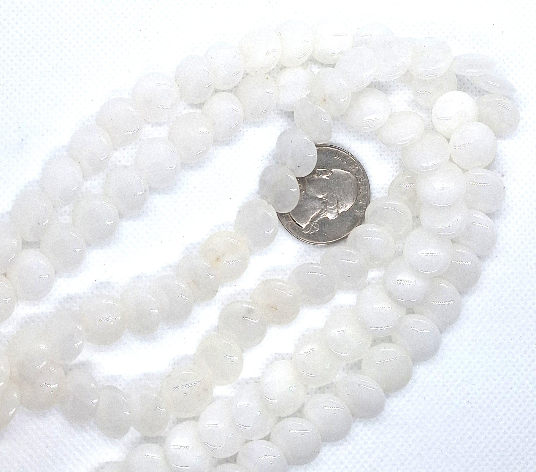 12mm White Quartz Lentil Gemstone Beads 16-Inch Strand
