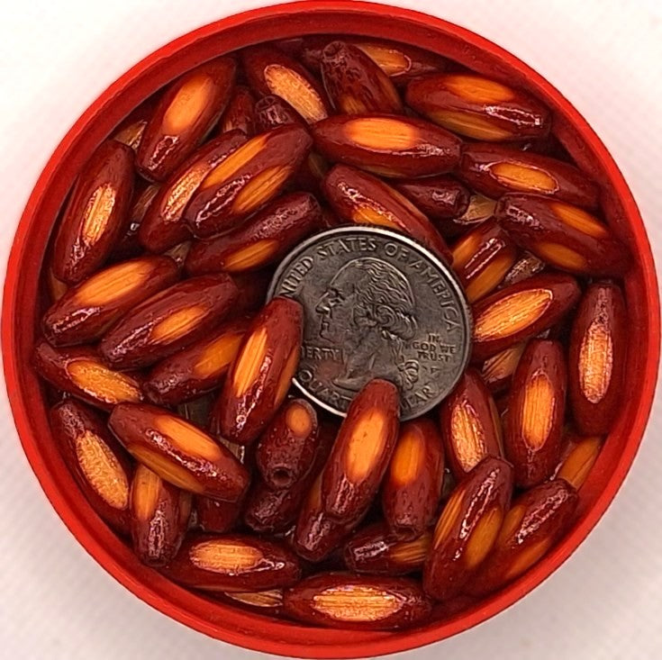 8x17mm Brown Bamboo Oval Wood Beads 10ct
