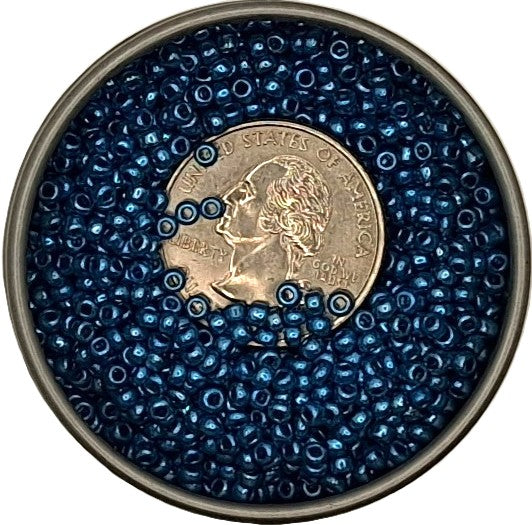 9/0 Metallic Blue Czech Glass Seed Beads 25g