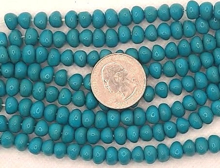 6x8mm Turqoise Potato Shaped Czech Glass Beads 30ct