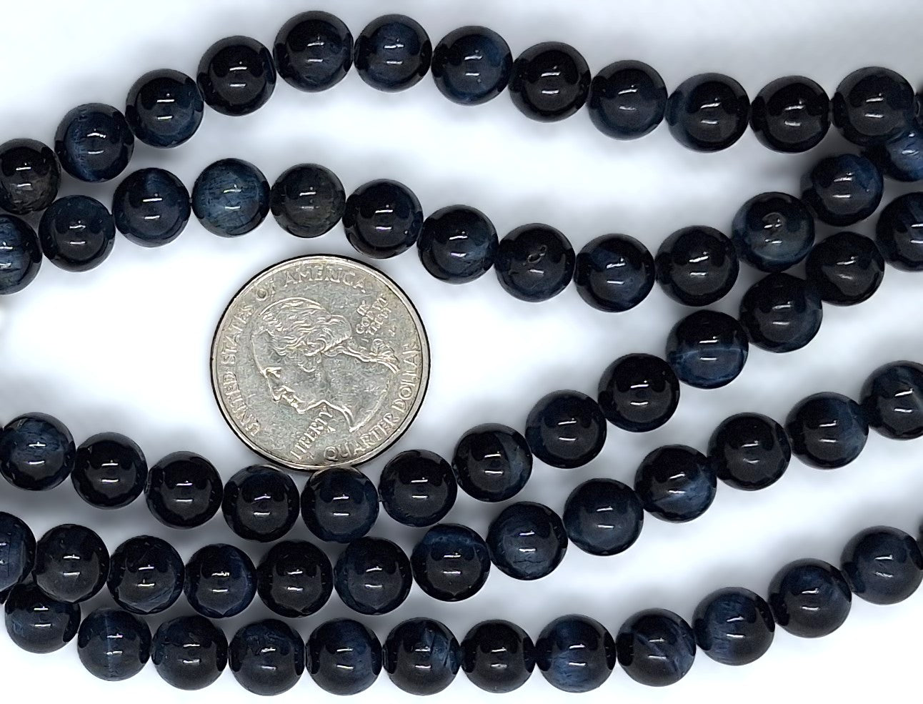 8mm Blue Tiger's Eye Round Gemstone Beads 8-Inch Strand