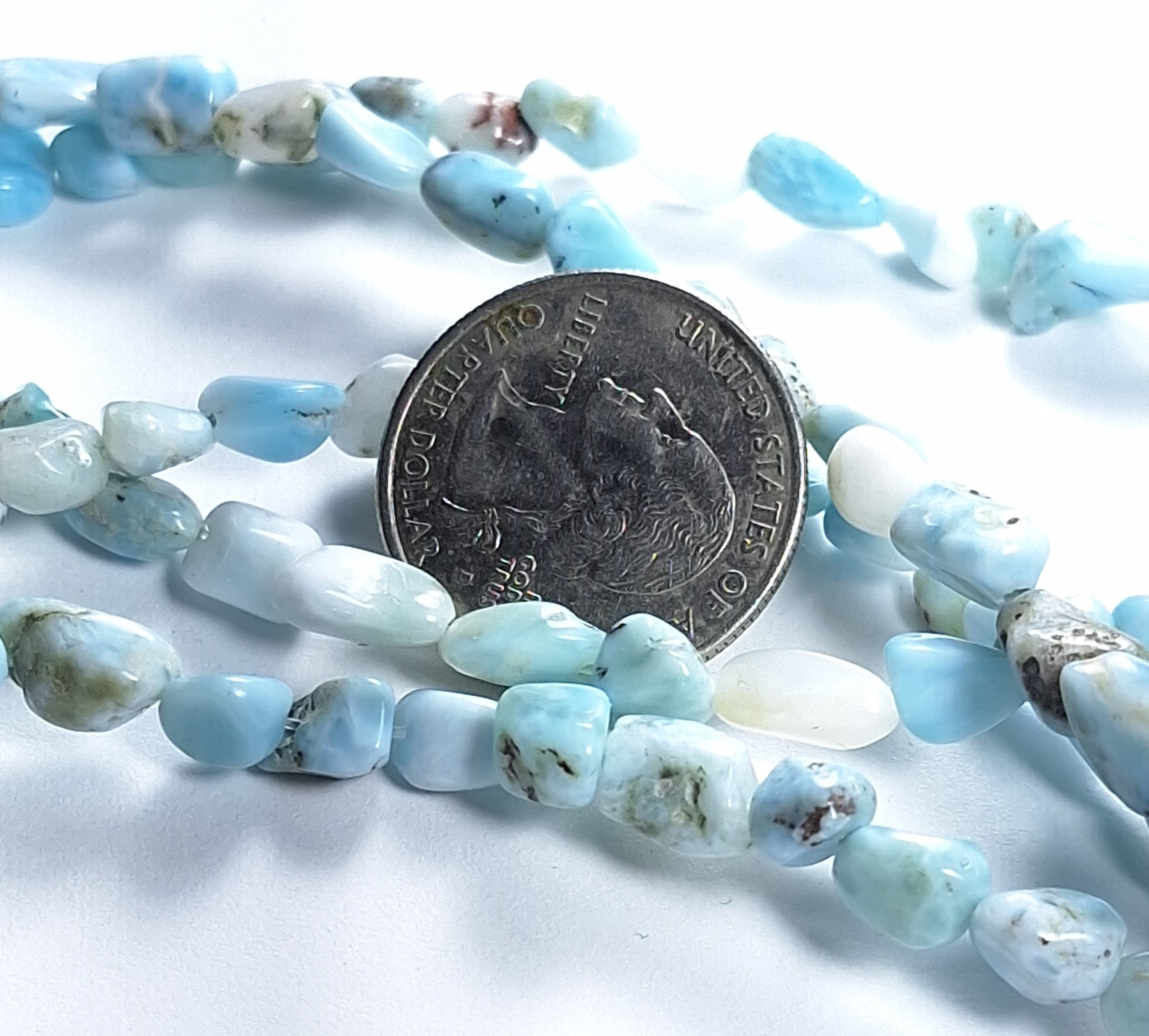 5x3mm-8x6mm Larimar Nugget Gemstone Beads 8-Inch Strand