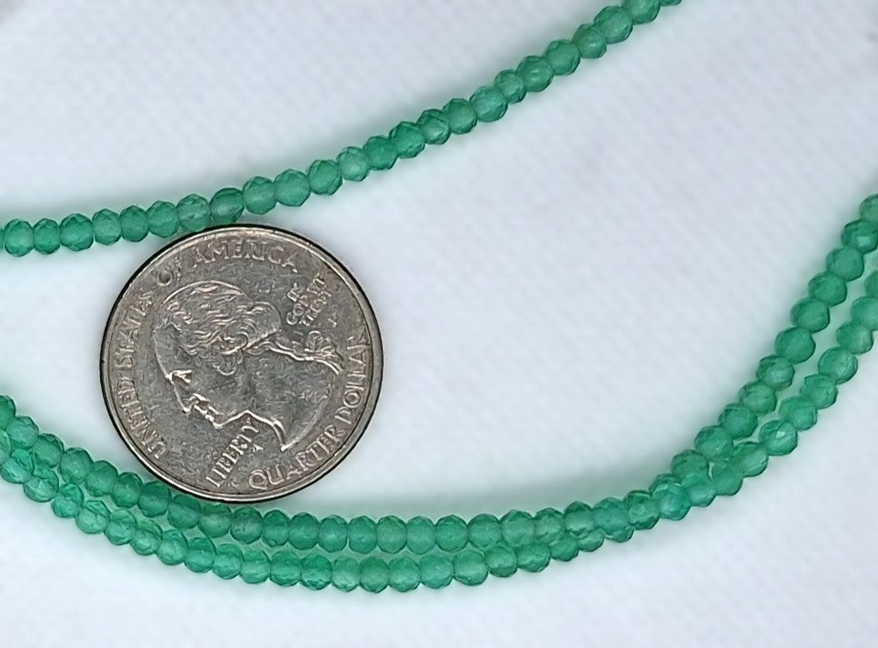 3x2mm Green Onyx Faceted Rondelle Gemstone Beads 8-Inch Strand