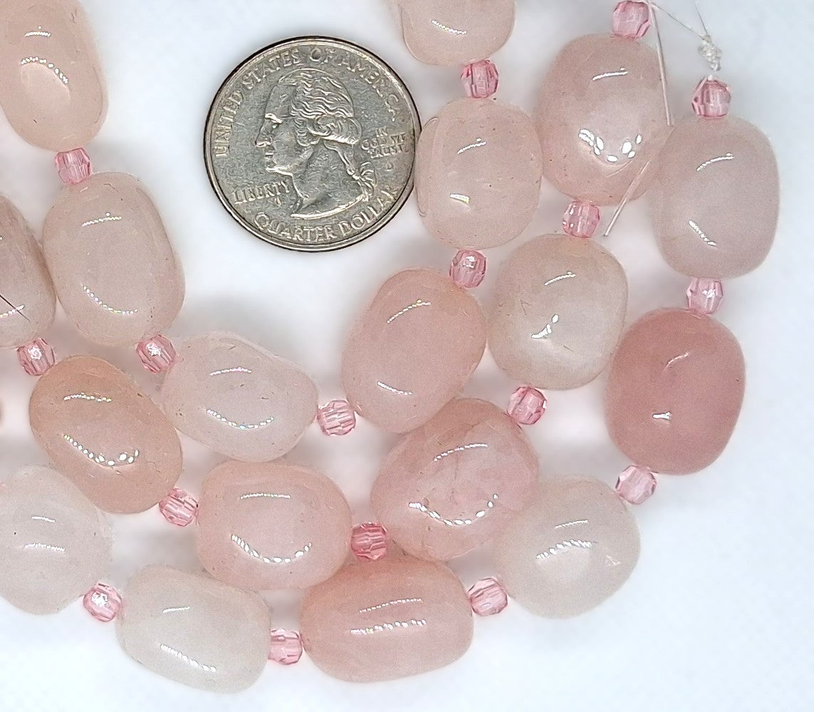 18x13 Rose Quartz Nugget Gemstone Beads 8-Inch Strand