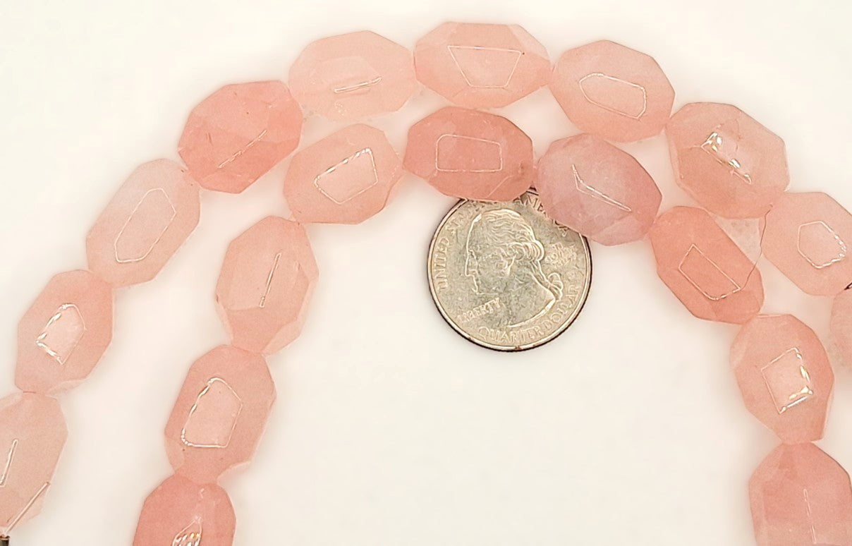 20x12mm Rose Quartz Faceted Nugget Gemstone Beads 8-inch Strand