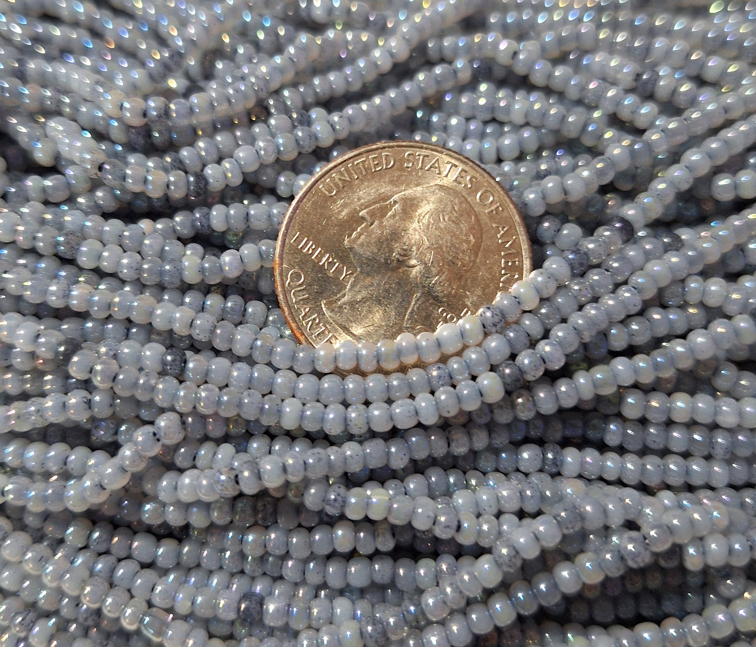 9/0 Grey Ceylon Iris Czech Glass Seed Beads Full Hank