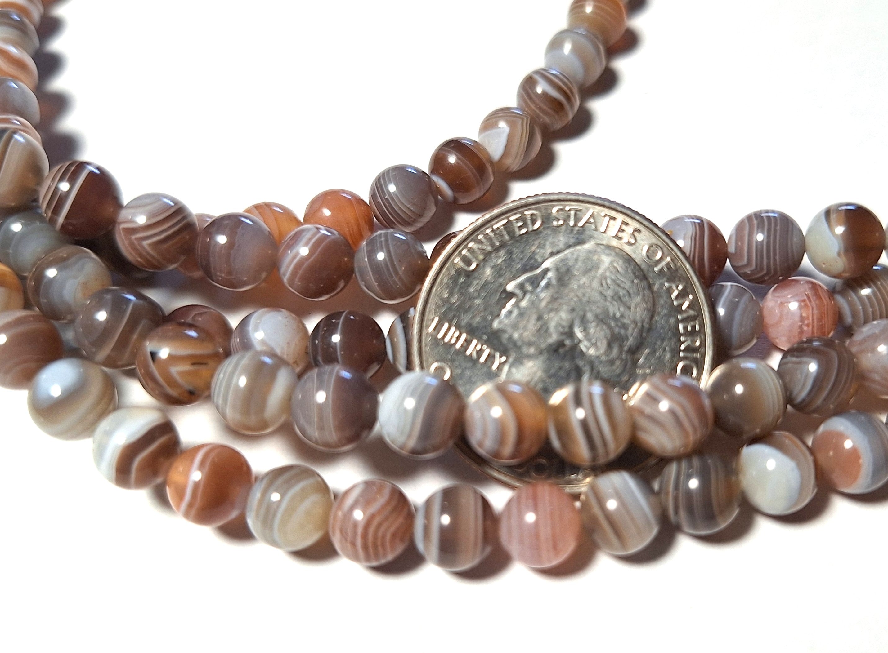 6mm Botswana Agate Round Gemstone Beads 16-Inch Strand