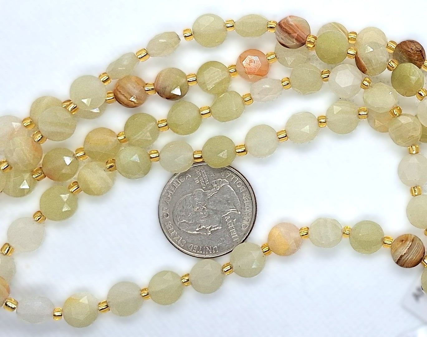 8mm Afghanistan Jade Faceted Star Coin Gemstone Beads 8-Inch Strand