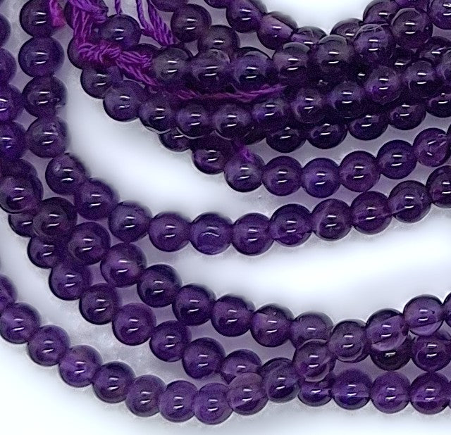 4mm Amethyst Round Gemstone Beads 16-Inch Strand