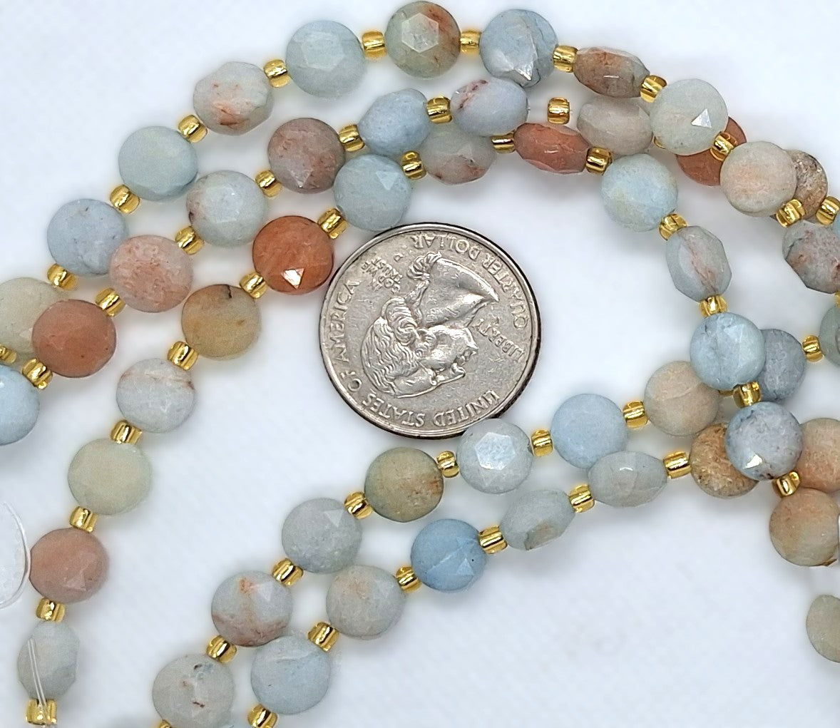 8mm Blue Candy Jade Faceted Star Coin Gemstone Beads 8-Inch Strand