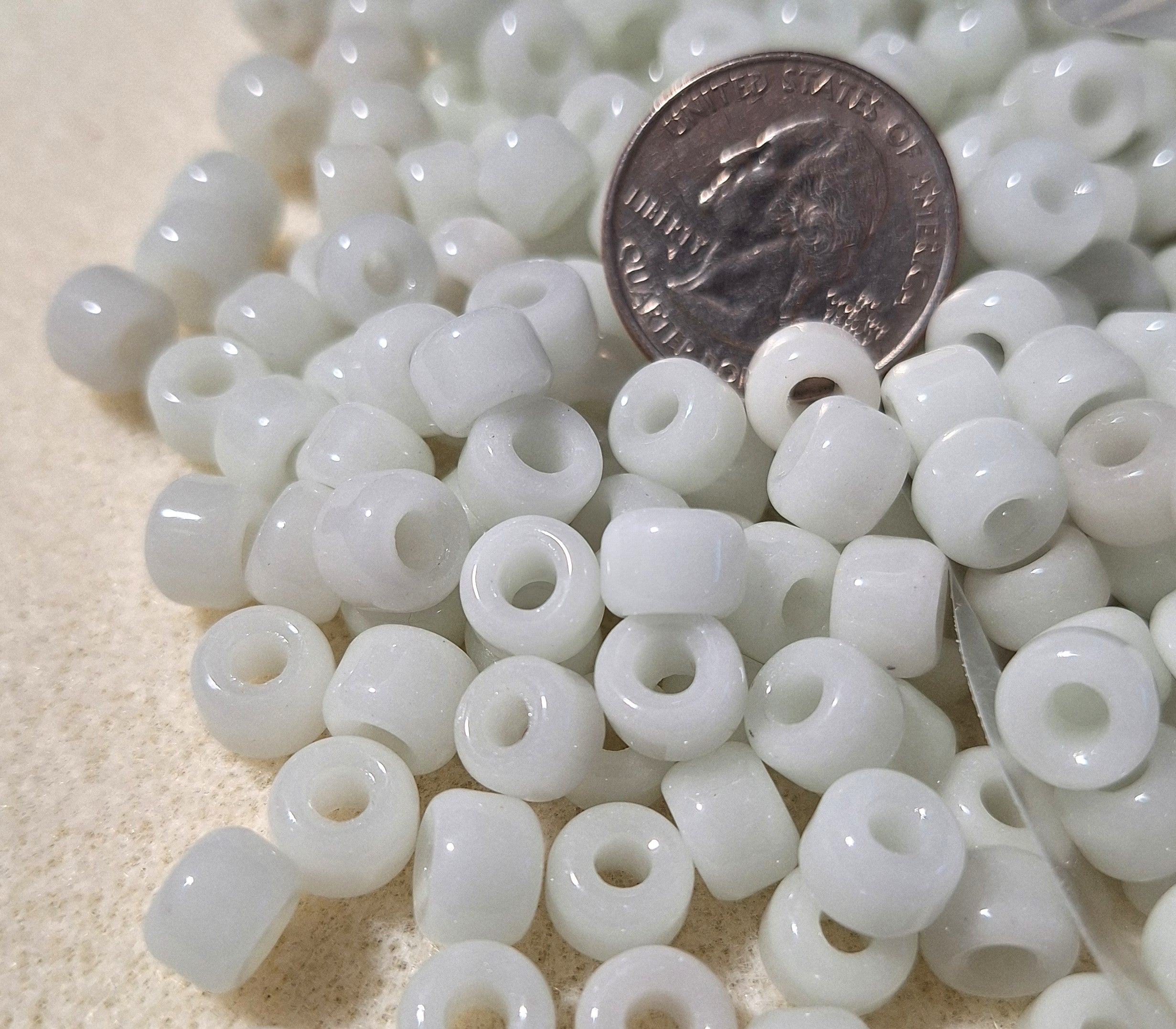 9mm Alabaster Opaque Crow Roller Beads 120ct