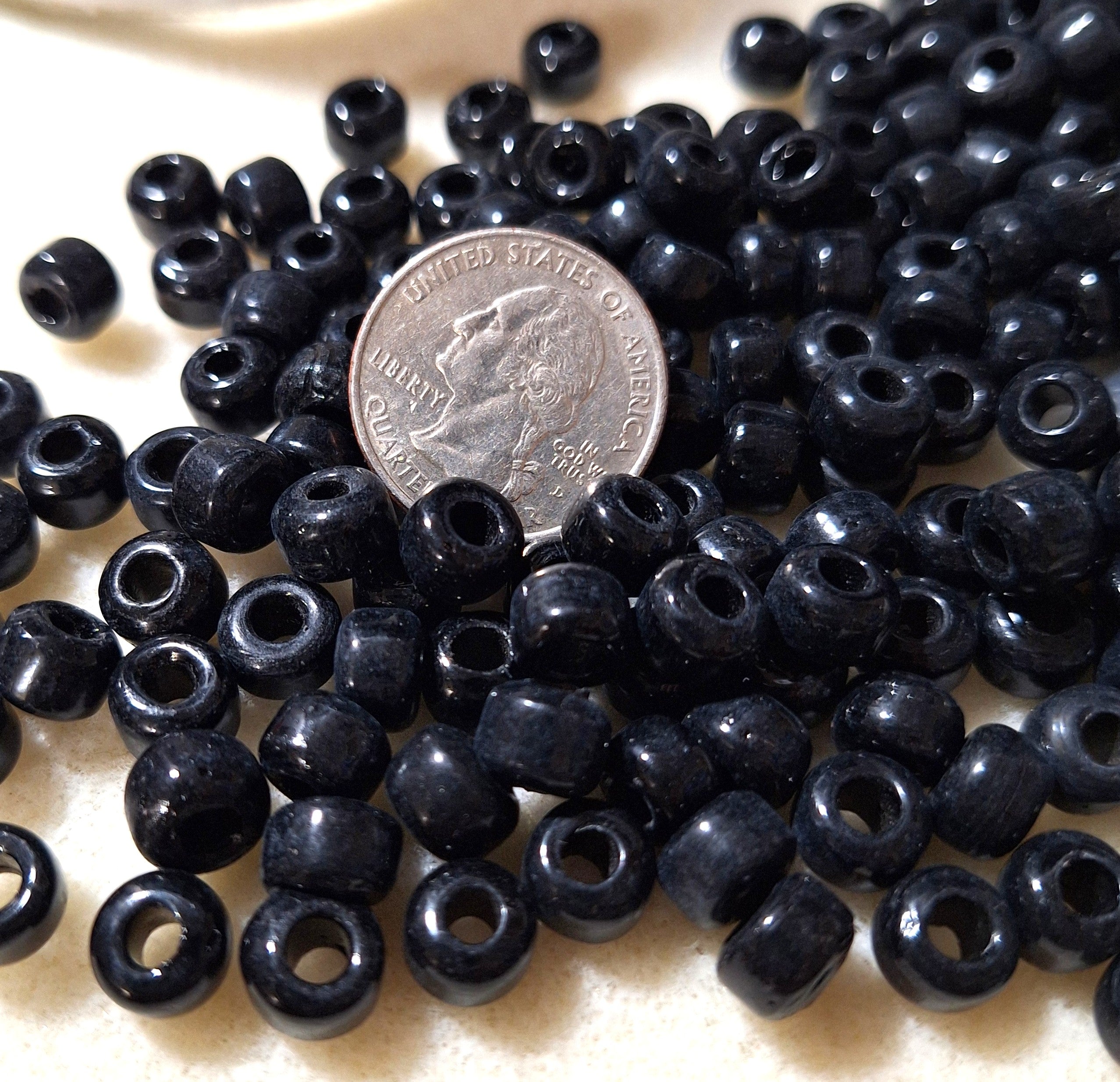 9mm Black Opaque Crow Roller Beads 120ct