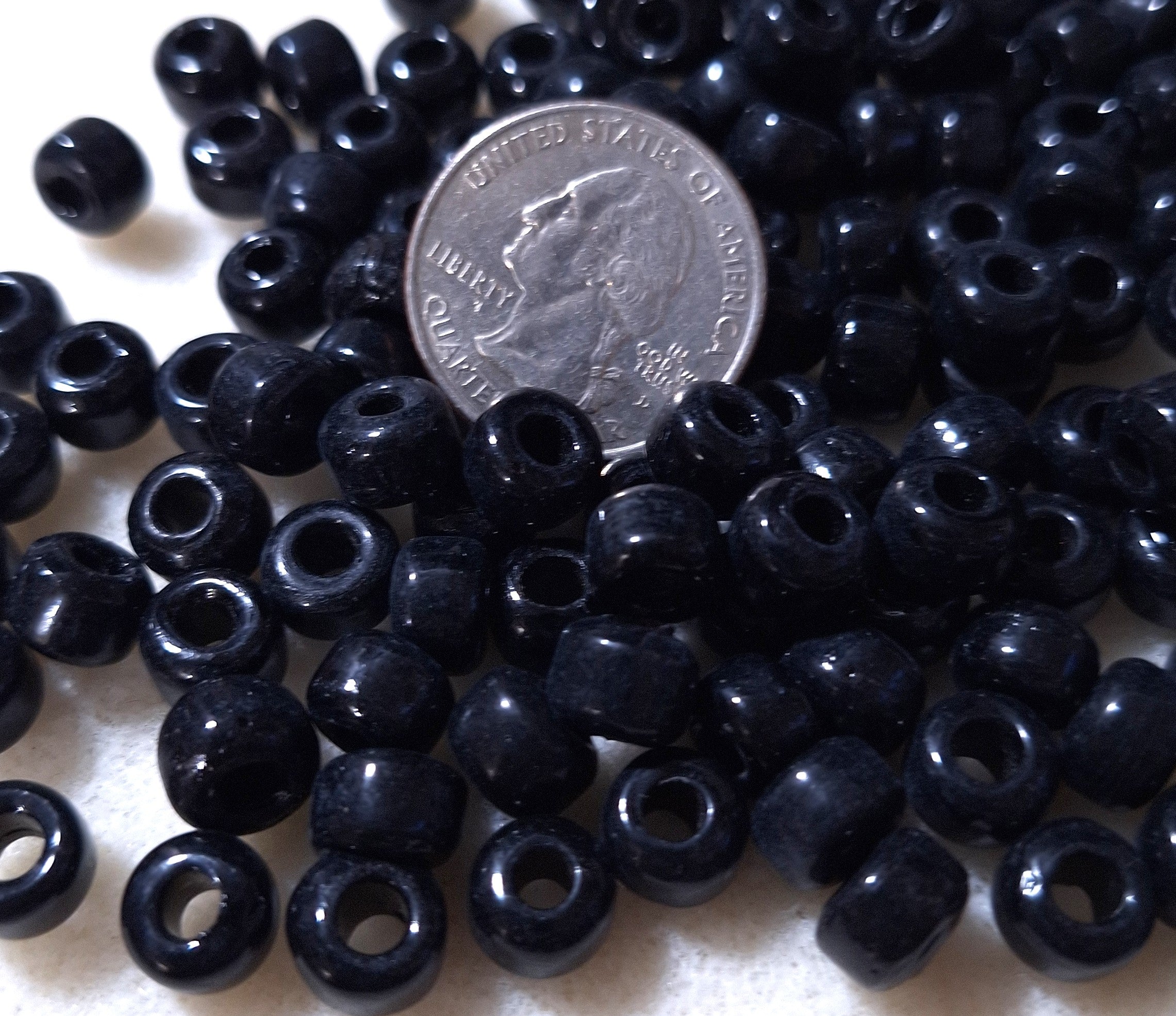 9mm Black Opaque Crow Roller Beads 120ct