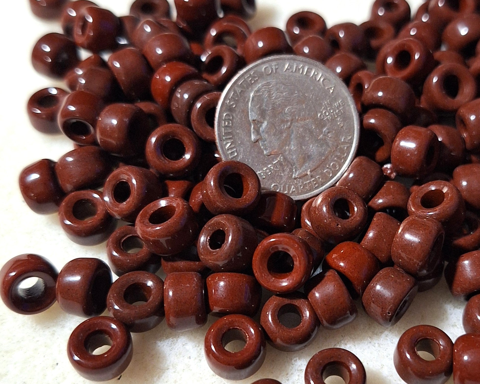 9mm Brown Opaque Crow Roller Beads 120ct