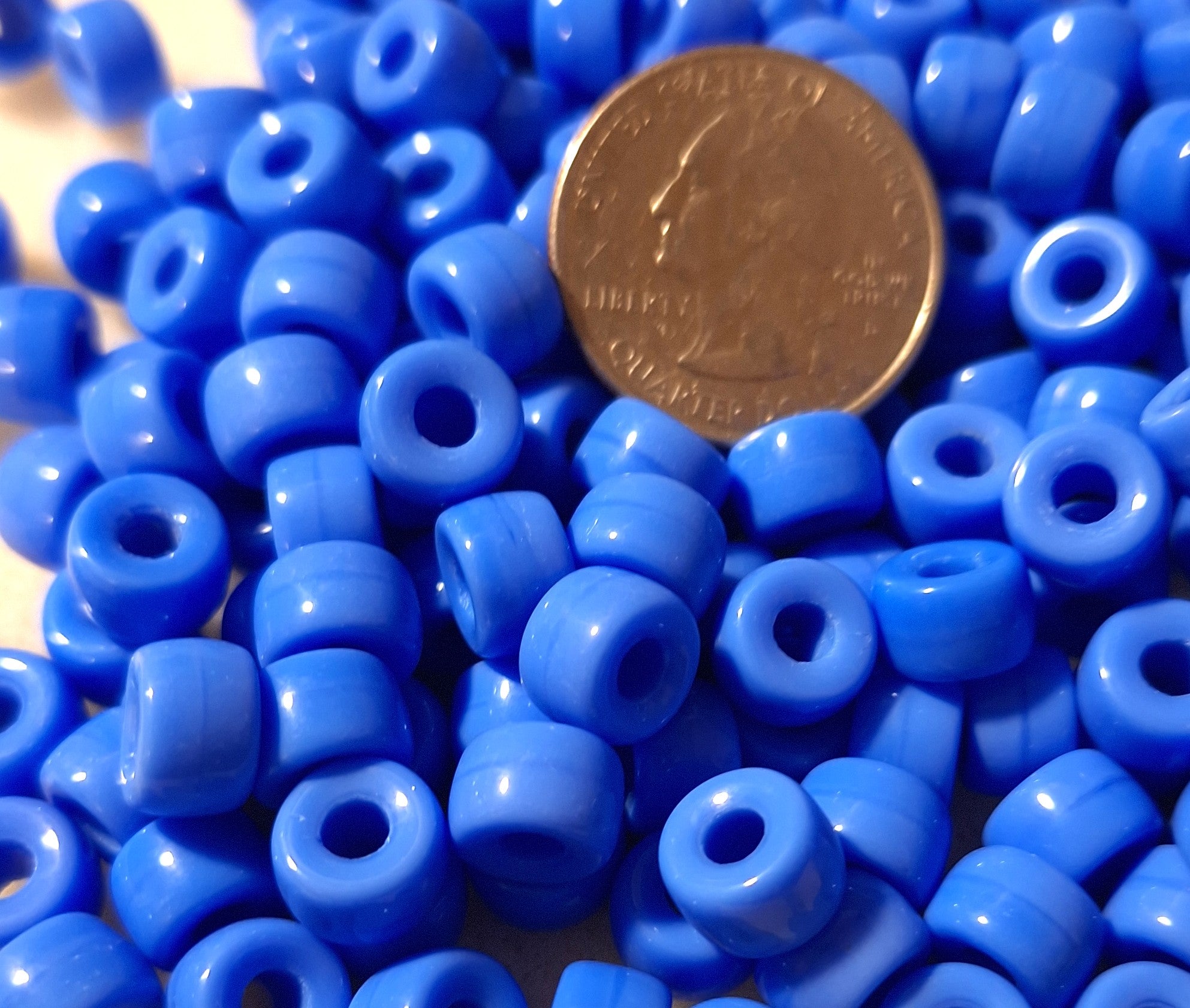 9mm Light Blue Opaque Crow Roller Beads 120ct