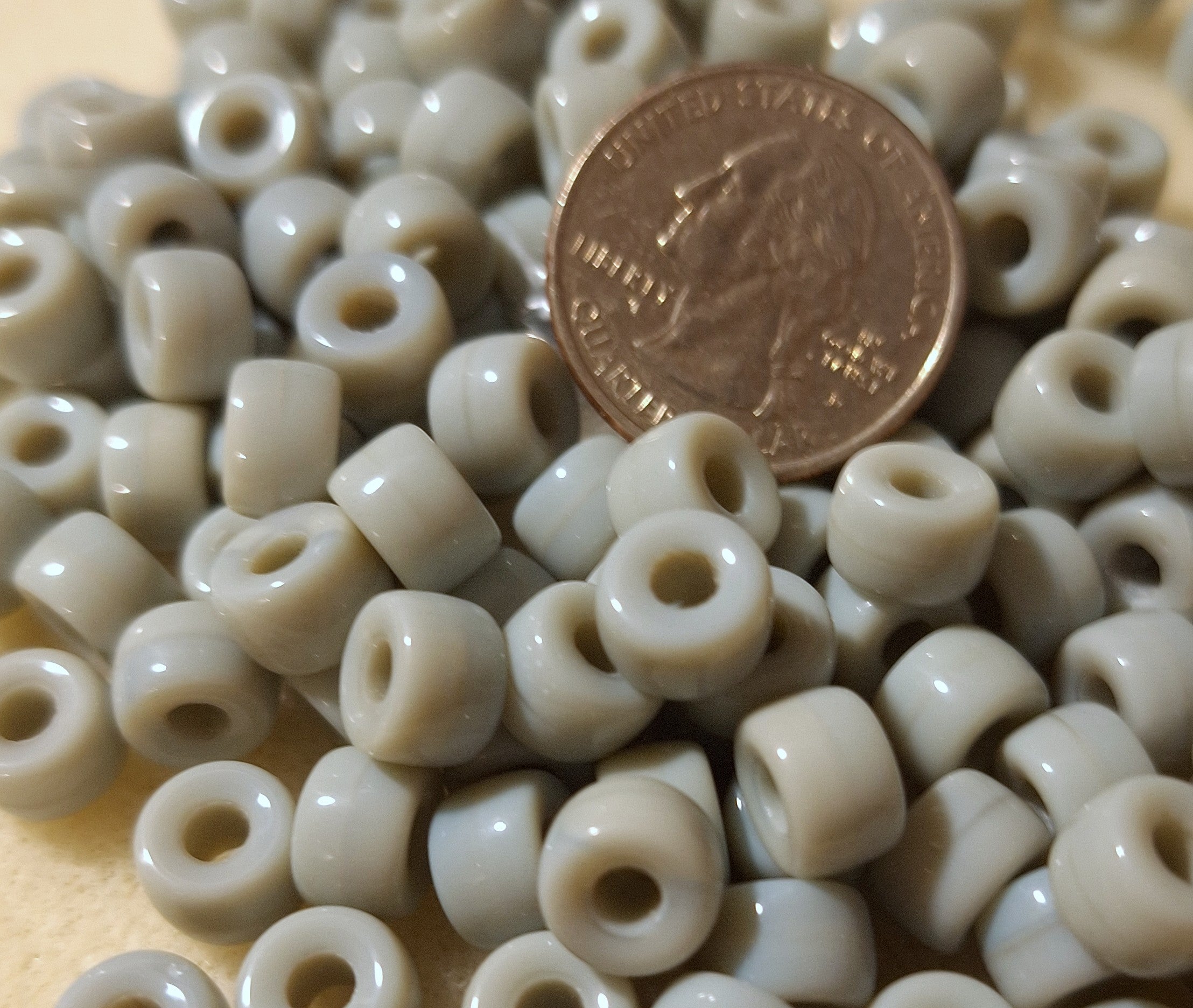 9mm Light Gray Opaque Crow Roller Beads 120ct