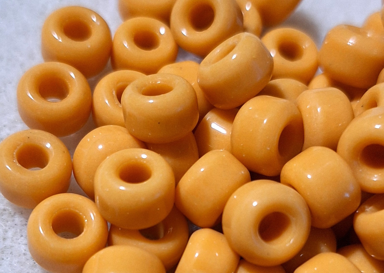 9mm Light Orange Opaque Crow Roller Beads 120ct