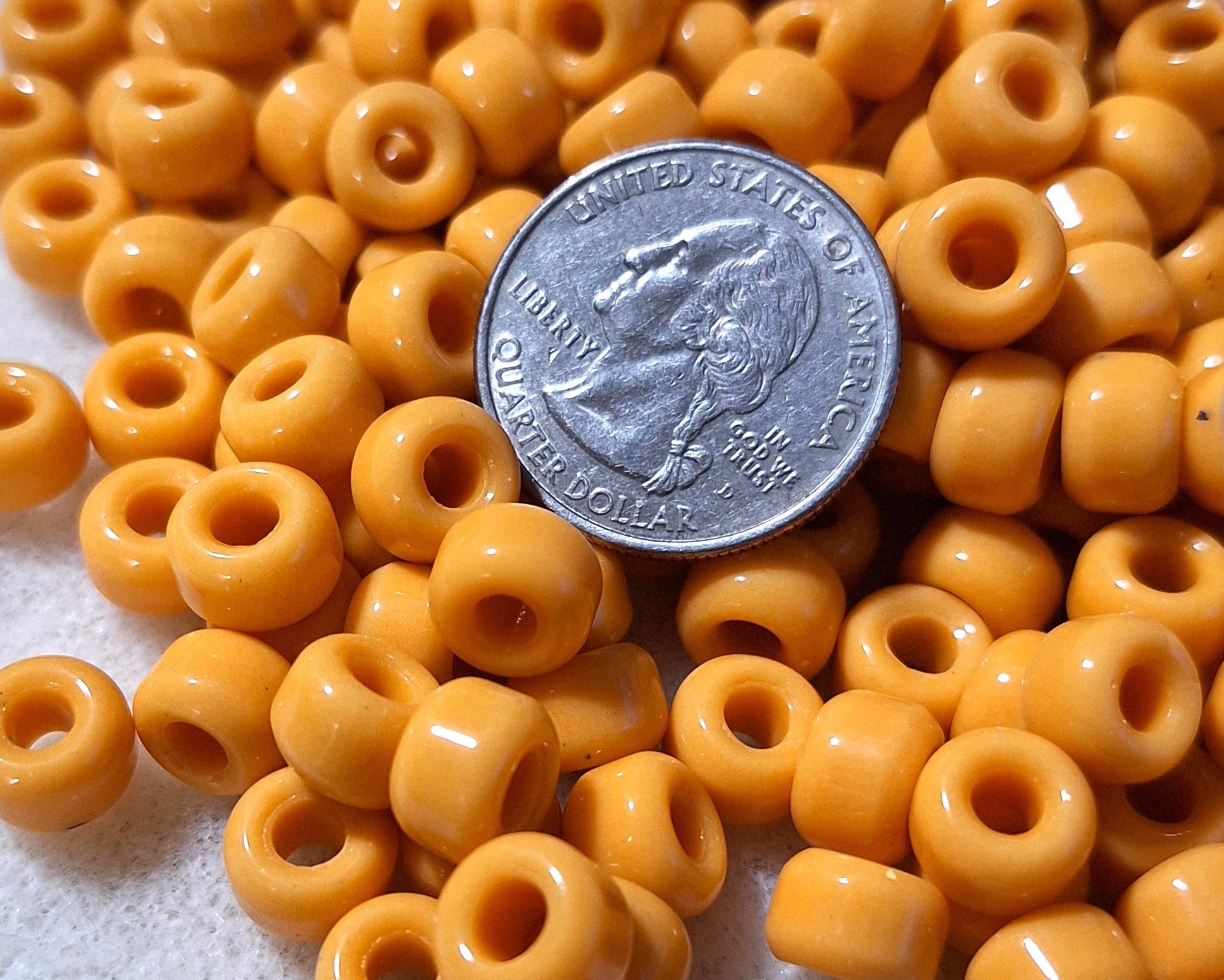 9mm Light Orange Opaque Crow Roller Beads 120ct