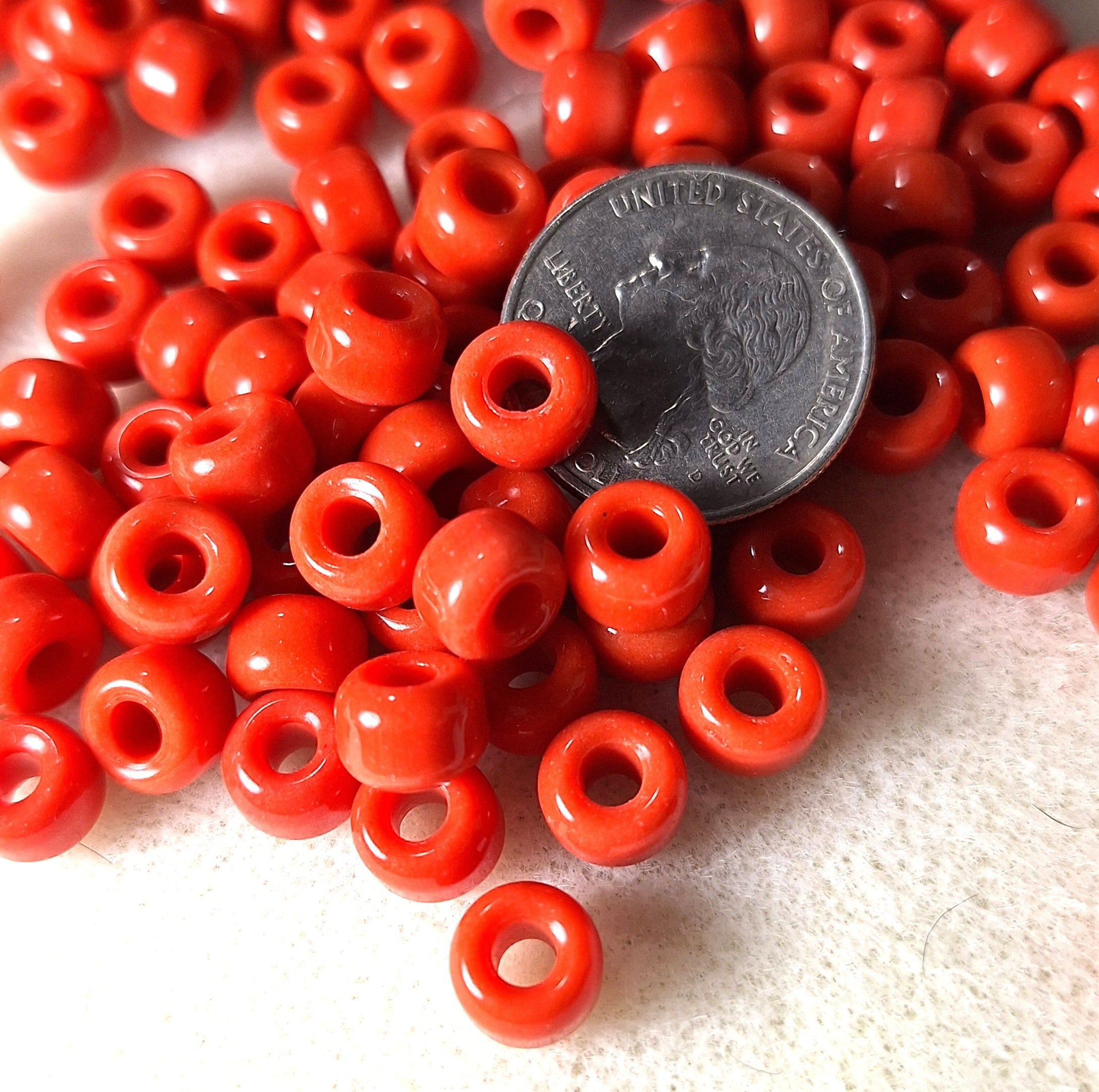 9mm Orange Opaque Crow Roller Beads 120ct