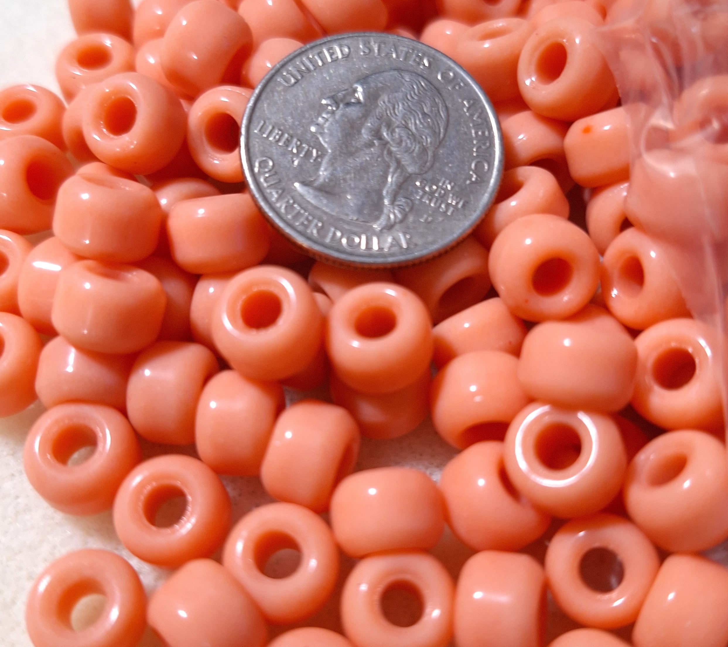 9mm Peach Opaque Crow Roller Beads 120ct