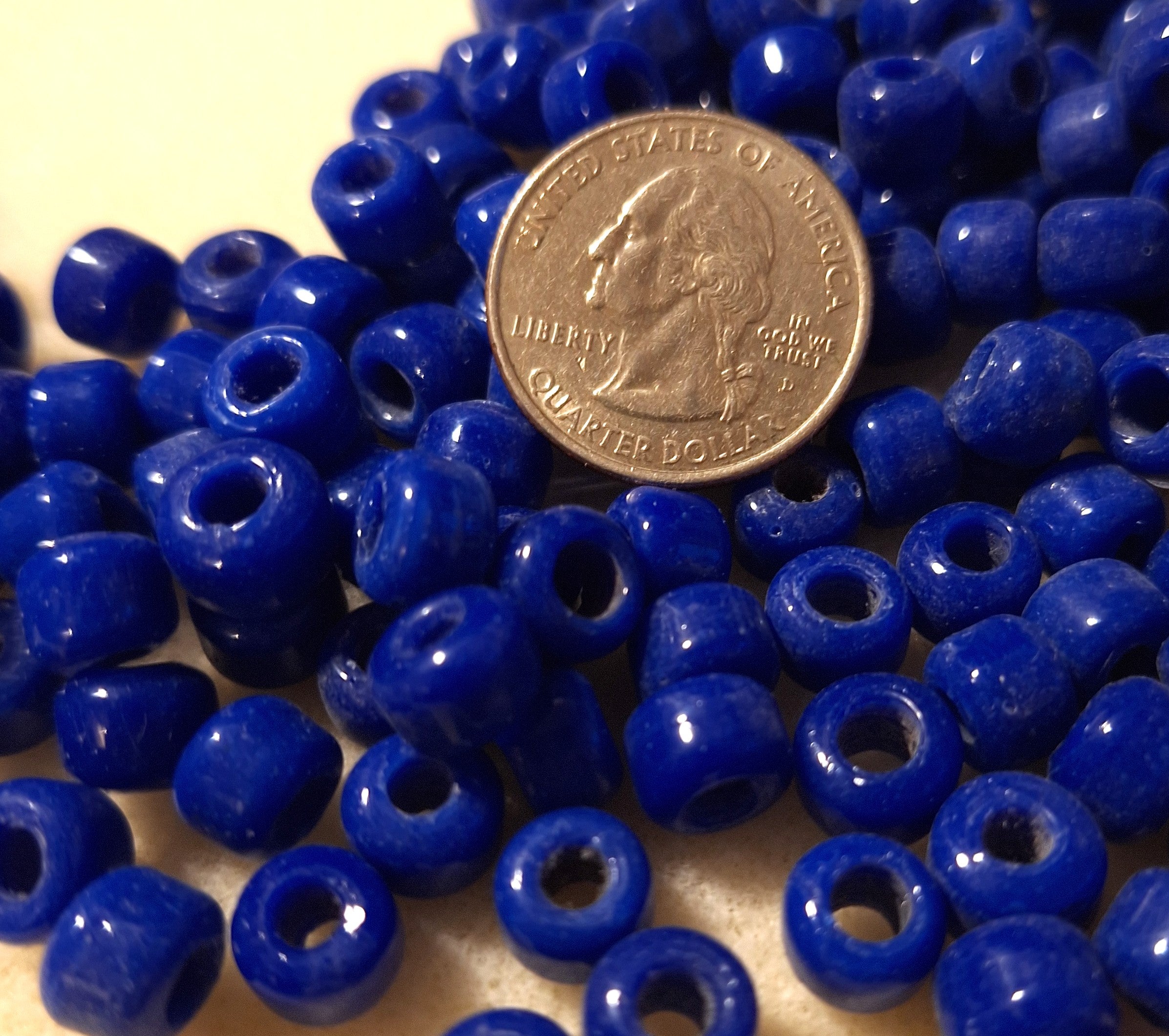 9mm Royal Blue Opaque Crow Roller Beads 120ct