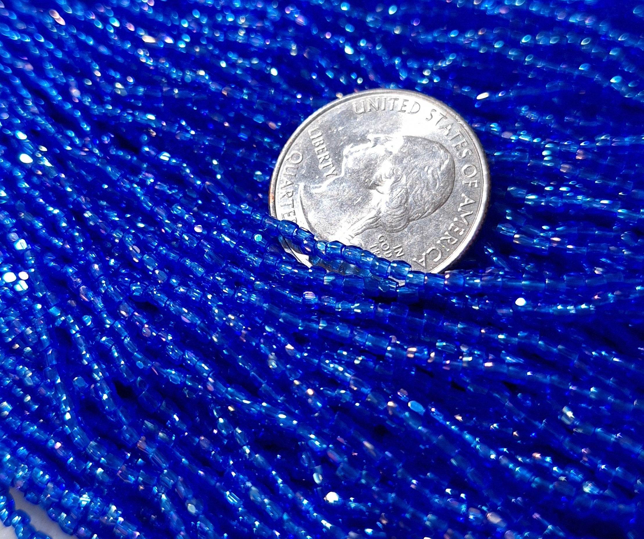 9/0 Sapphire Transparent Iris 3-Cut Czech Seed Beads Full Hank