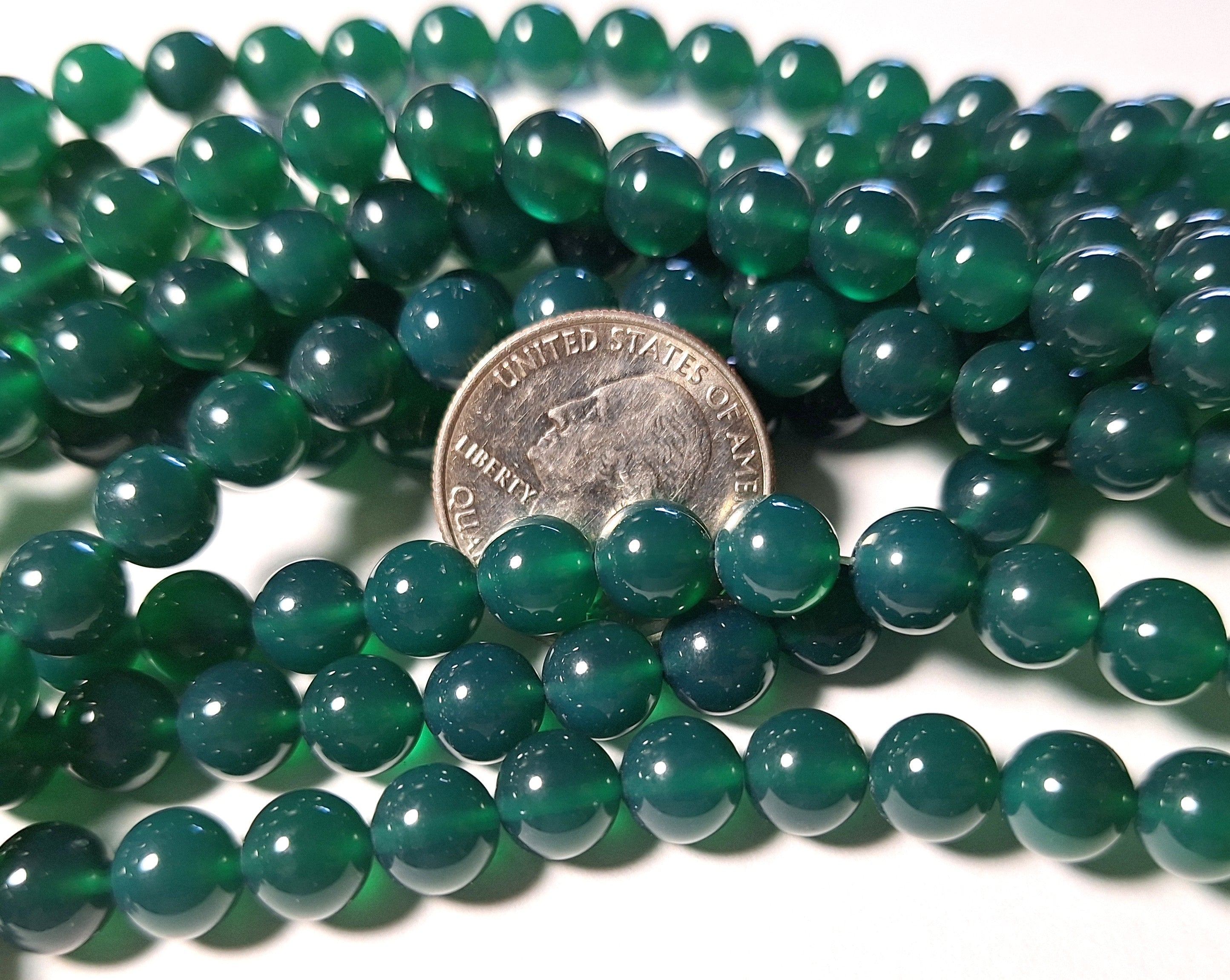 8mm Green Onyx Dyed Round Gemstone Beads 16-Inch Strand