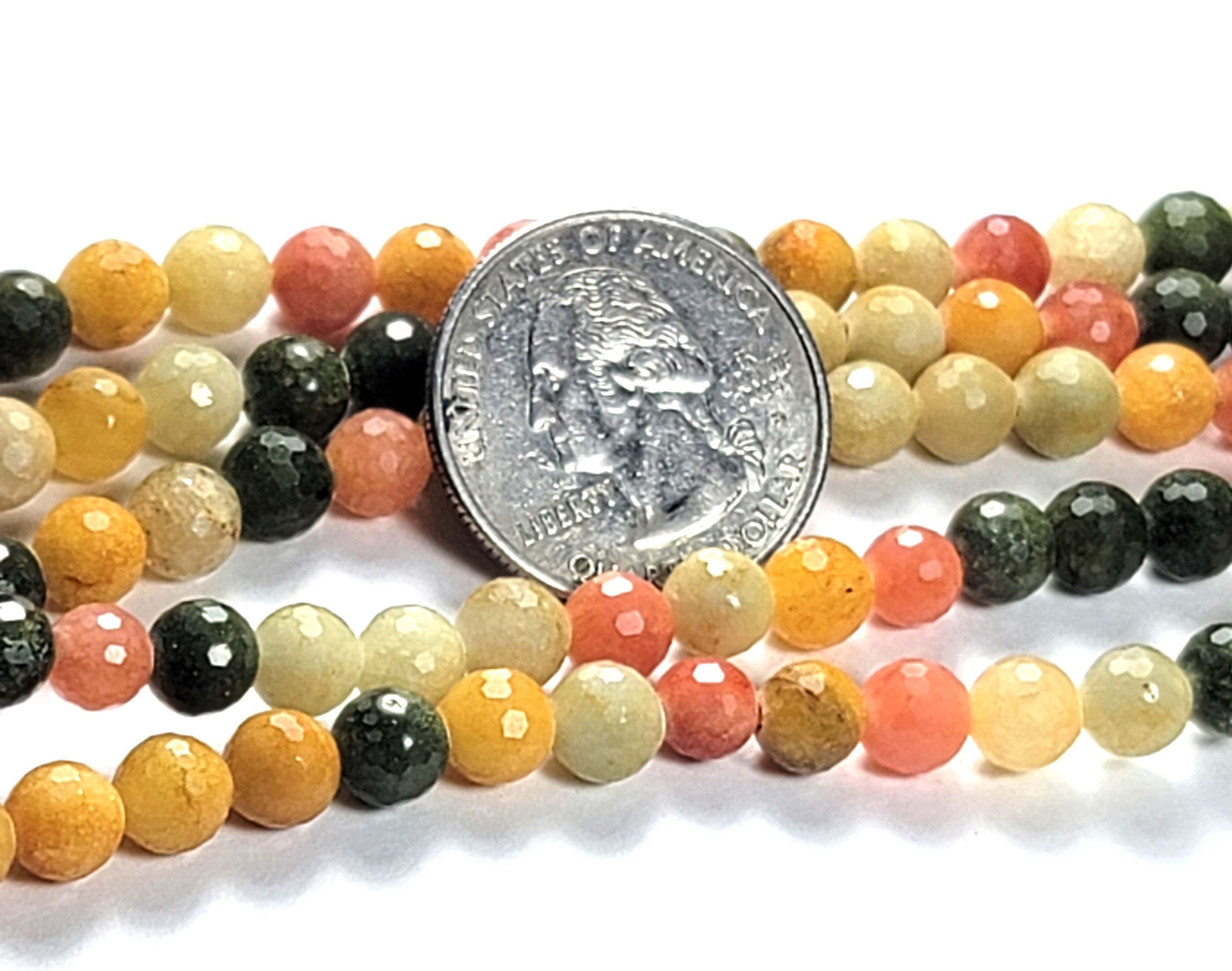 6mm Mica Heated Mix Faceted Round Gemstone Beads 8-Inch Strand