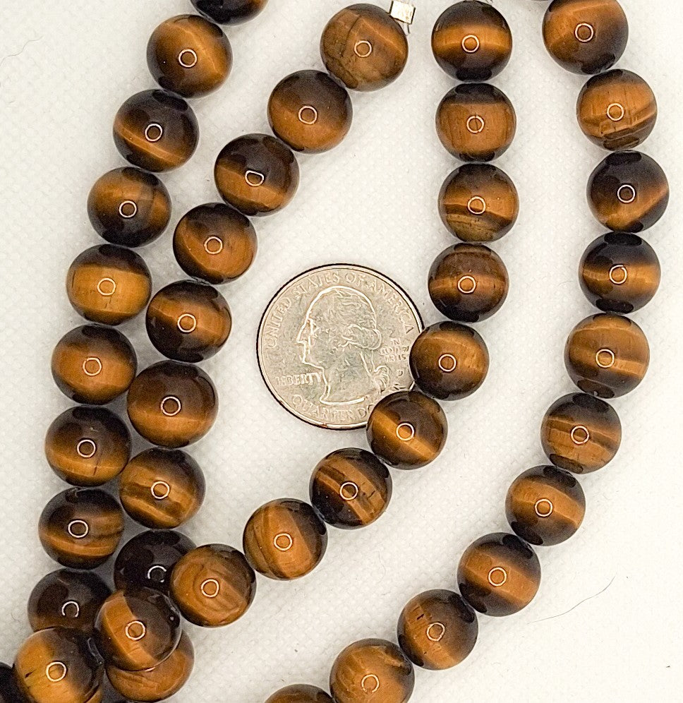 12mm Tiger's Eye Round Gemstone Beads 8-inch Strand