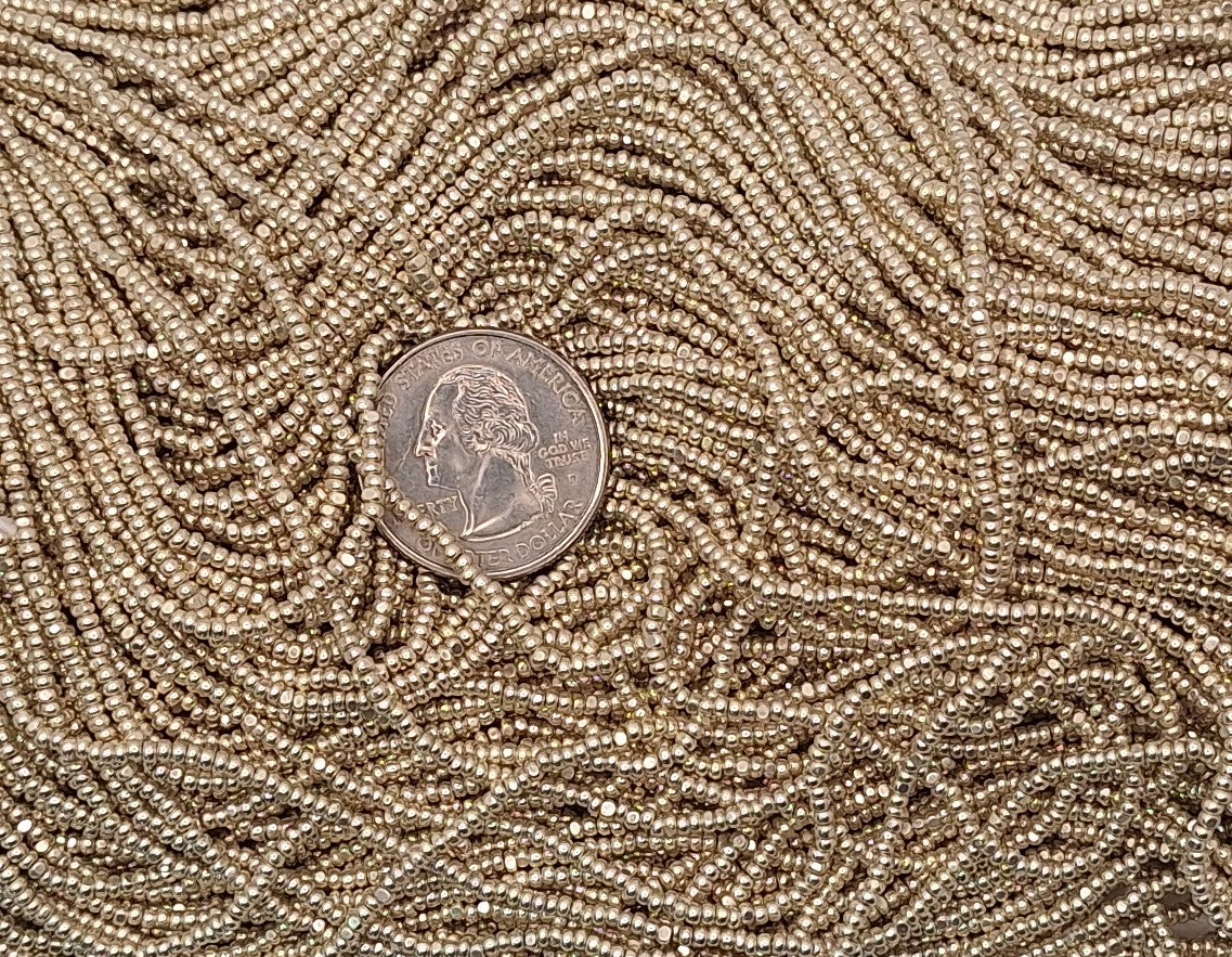 11/0 Silver Metallic Charlotte True Cut Czech Seed Beads Half Hank