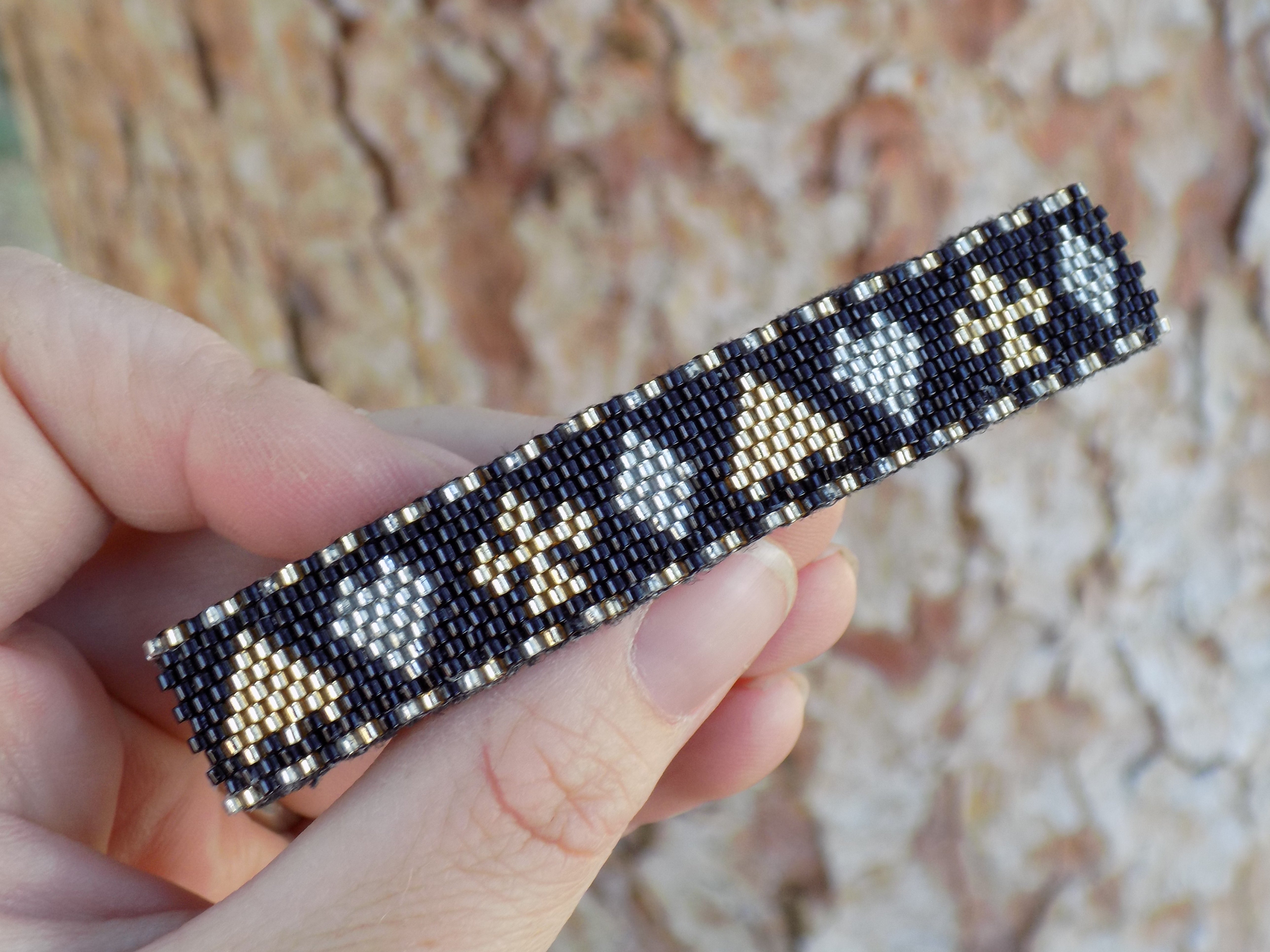 Card Suit High Roller Large French Barrette Beaded in Gold Silver and Black