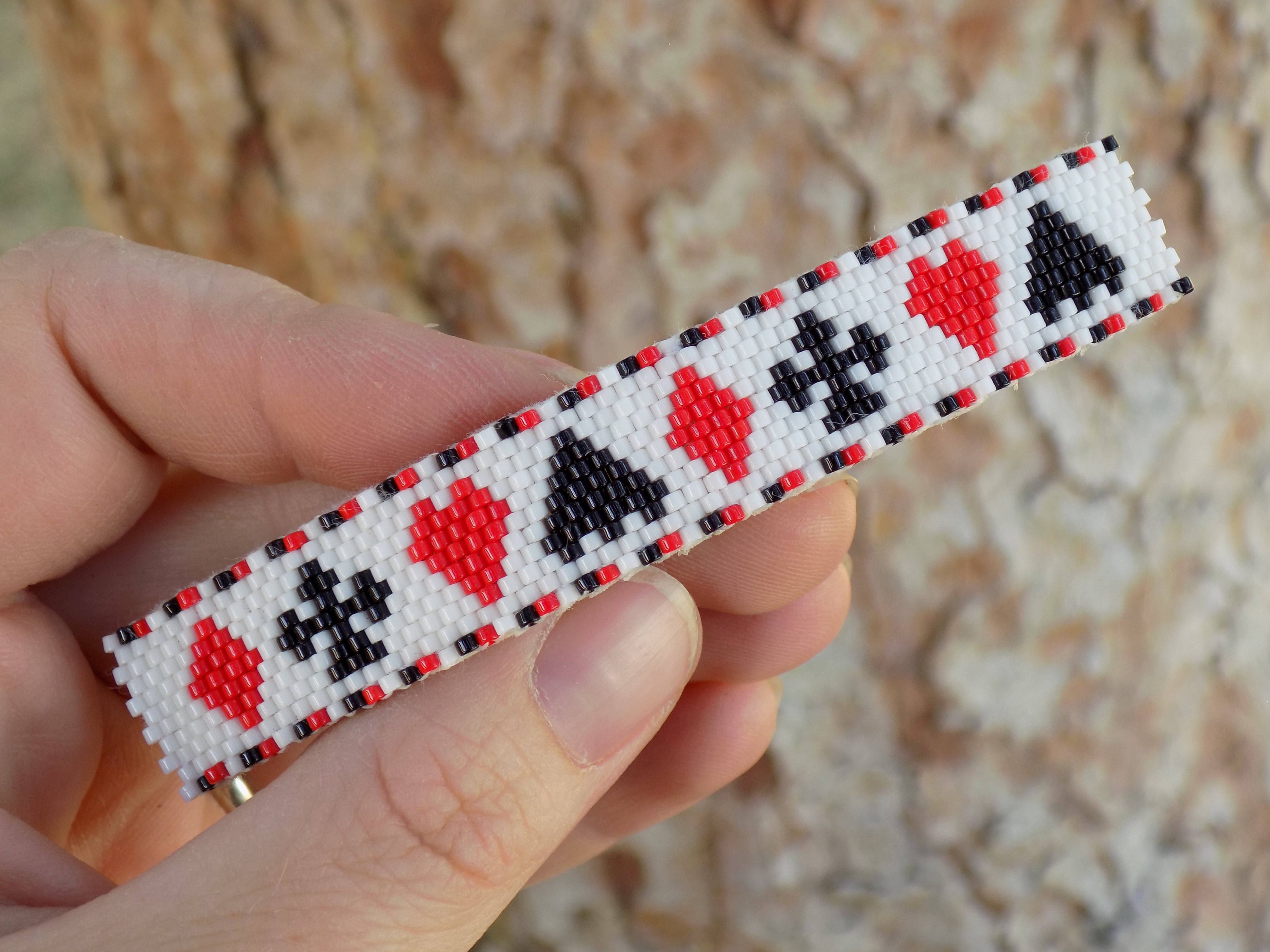 Card Suit Traditional Red and Black Large French Barrette Beaded