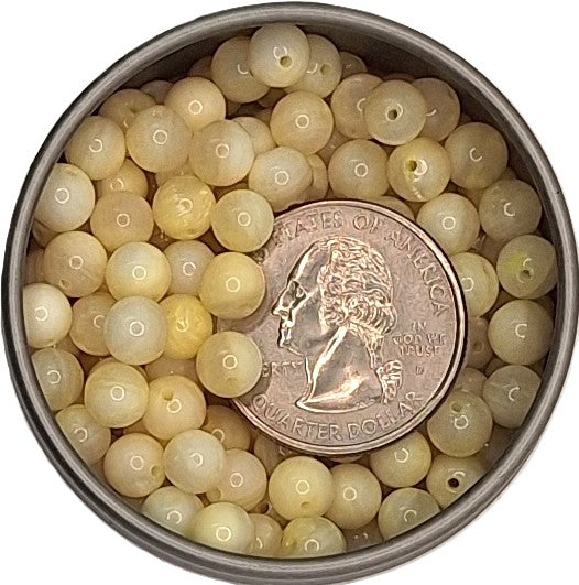 6mm Yellow Dobu Shell Round Beads 18ct