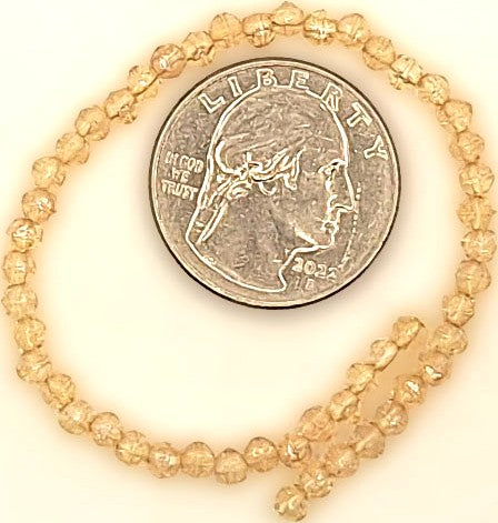 3mm Champagne Transparent Luster English Cut Pressed Glass Czech Beads 50ct