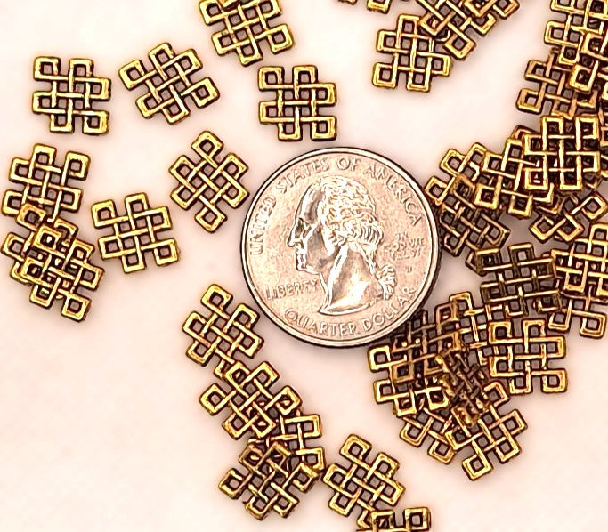 12.5x10mm Tiny Celtic Knot Square Connector Bronze Zinc Alloy 30ct