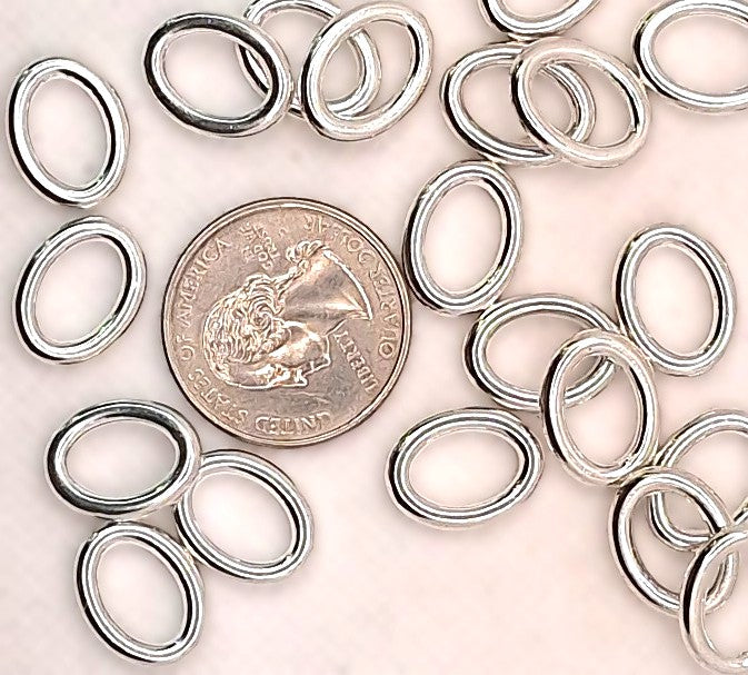 16x12.5mm Oval Smooth Ring Connector Silver Zinc Alloy 10ct