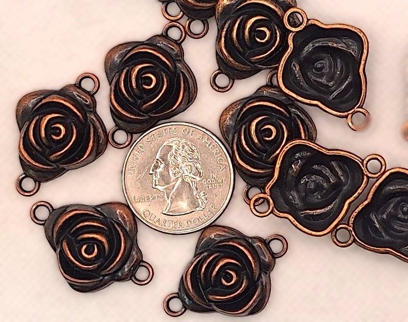 30x21mm Large Solid Rose Connector Copper Zinc Alloy Metal 2ct