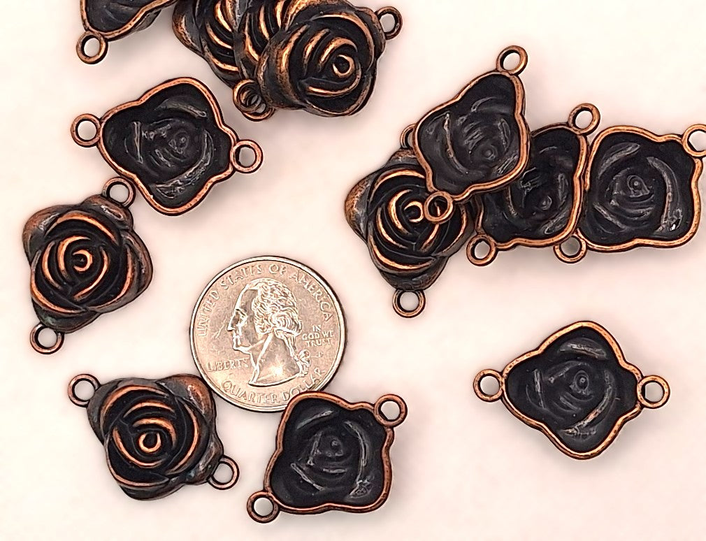 30x21mm Large Solid Rose Connector Copper Zinc Alloy Metal 2ct