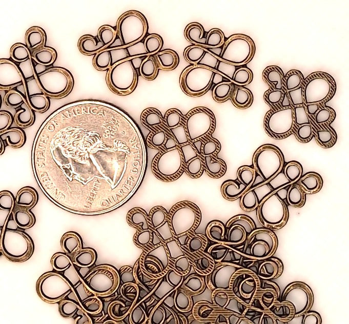 25x18.5mm Elegant Looped Diamond Connector Bronze Zinc Alloy 10ct