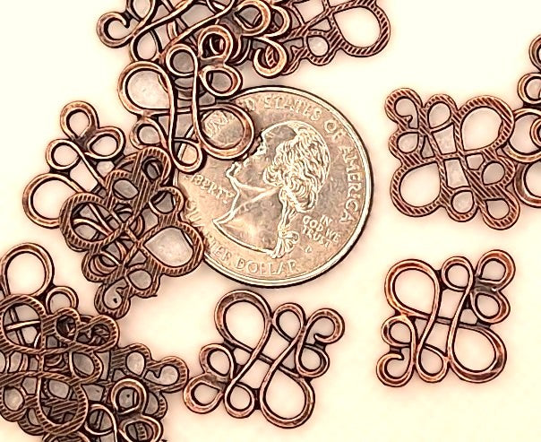 25x18.5mm Elegant Looped Diamond Connector Copper Zinc Alloy 10ct